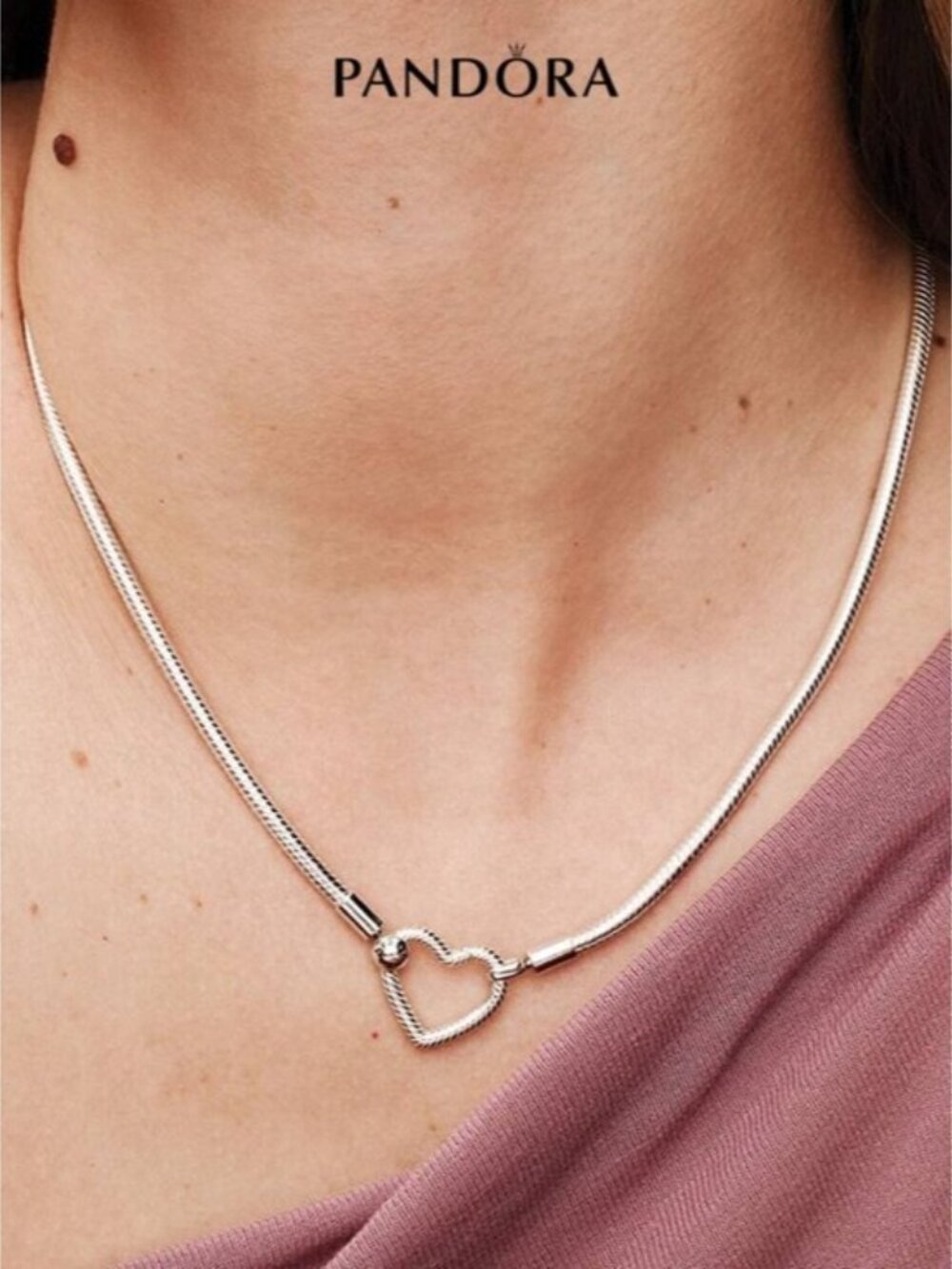 🌸✨🌸 Pandora Heart Closure Snake Chain Necklace - Picture 4 of 6